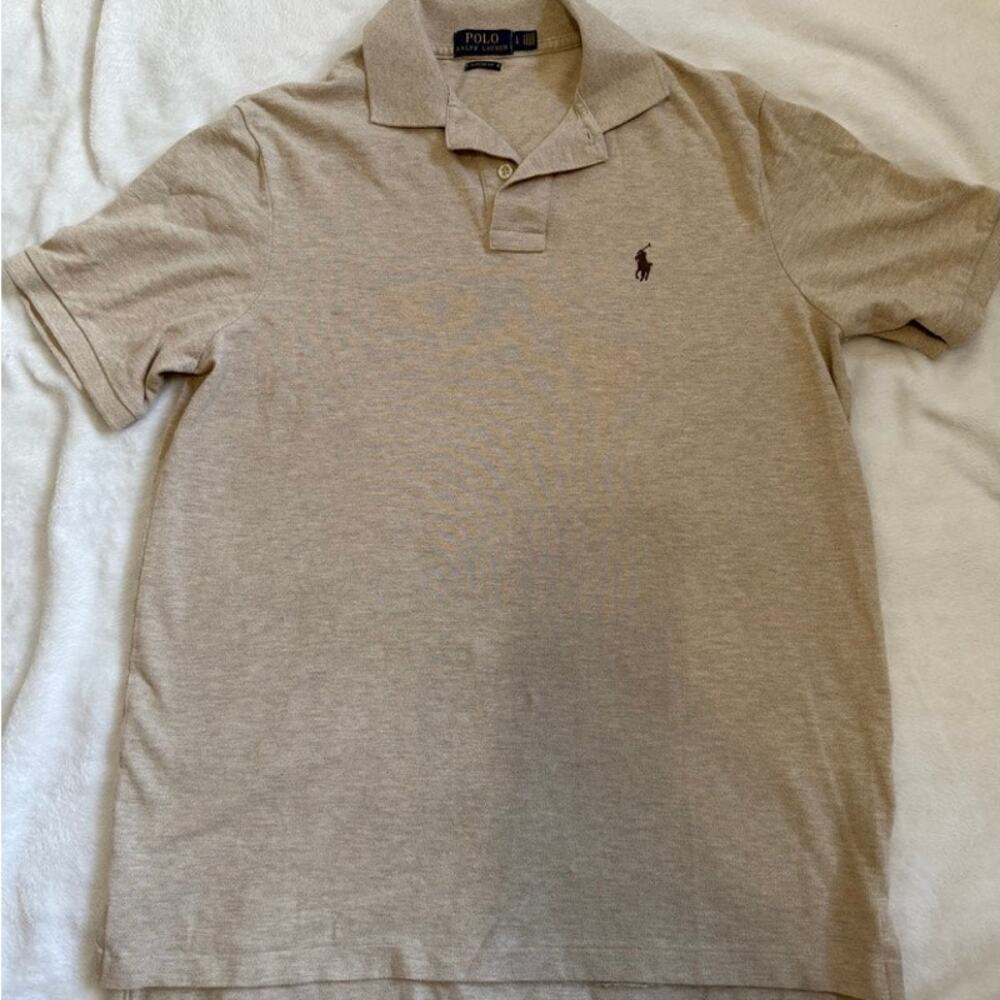 Polo Ralph Lauren Men’s classic fit Polo Shirt – Tan/Beige with Brown Pony